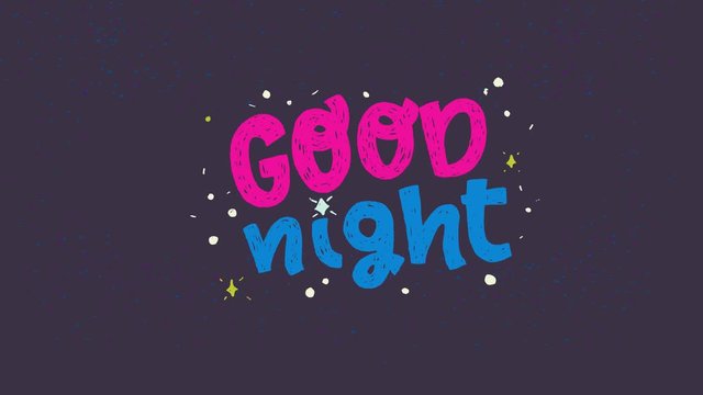 Good Night animated text with shining stars