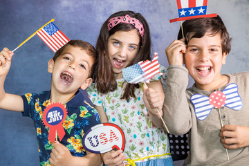 Children celebrating 4th of July at home