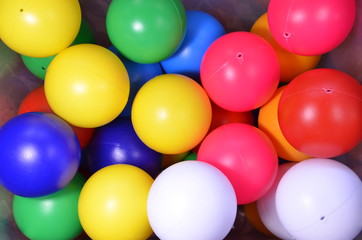 Plastic colored children's balls. Bright round balls for children's pools and games