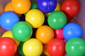 Plastic colored children's balls. Bright round balls for children's pools and games