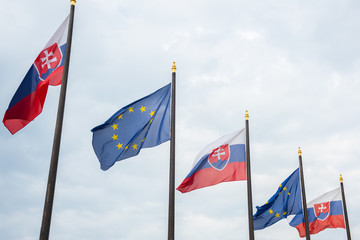 slovak and eu europena union flags 