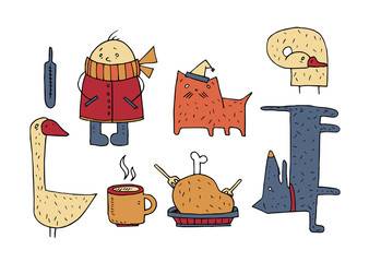 set elements winter season. Colorful picture