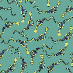 New year, winter and fun seamless pattern.