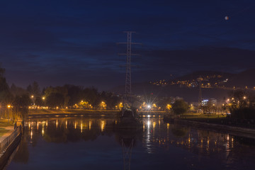 Fototapeta na wymiar Night view of Somes; Cluj-napoca, Romania