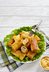crepe rolls with ground chicken meat filling