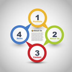 Web design. One two three four - vector paper progress steps for - Vector illustration