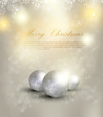 Elegant Christmas background with snowflakes gold light. Vector illustration