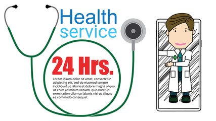 smartphone with a stethoscope and doctor