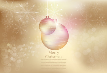 Elegant Christmas background with snowflakes gold light. Vector illustration