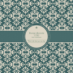 Seamless wallpaper pattern with label - Vector illustration
