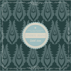 Seamless wallpaper pattern with label - Vector illustration