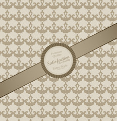 Seamless wallpaper pattern with label - Vector illustration