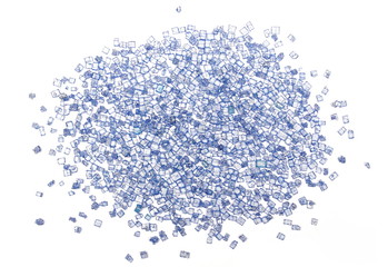 Fototapeta premium Blue crystal sugar sprinkles for cake, ice cream and pastries isolated on white background, top view