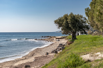 Panorama of resort of Loutra, Kassandra, Chalkidiki, Central Macedonia, Greece
