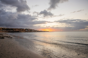 empthy beach sun rise sunset in canary islands fuerteventura 