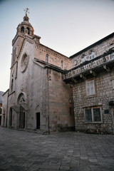 Fototapeta na wymiar Cathedral of Saint Mark in Korcula Old Town, Korcula Island in Dalmatian Coast of Croatia