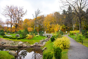 View of Japanese garden in Kadriorg park, Tallinn, Estonia