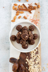Leftover Almond Pulp Brownie Balls with Dates, Oats, and Cinnamon