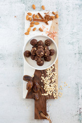 Leftover Almond Pulp Brownie Balls with Dates, Oats, and Cinnamon