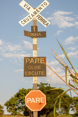 Traffic signs for attention to trains