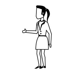 Business teamwork workers avatar in black and white