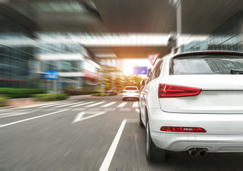 Obraz premium The car runs high on the road