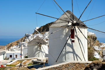 Windmills at Hora village, Serifos island, Greece - obrazy, fototapety, plakaty