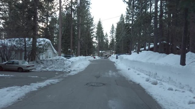 Winter snow in Lake Tahoe CA gimbal motion stock video