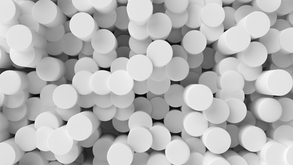 Abstract background white cylinders with dynamic 3d cylinders. 3d illustration, 3d rendering.