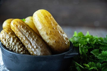 Salted cucumbers - one of the traditional Slavic dishes, as well as German cuisine Salzgurken .