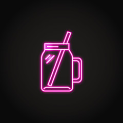 Smoothie cup icon in glowing neon style