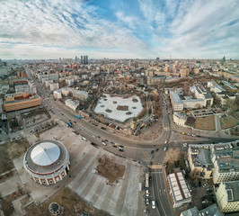 Moscow zoo from drone. High aerial view. Winter view