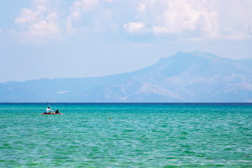 Paddleboarding at Ammolofoi Beach, Kavala Region, Northern Greece