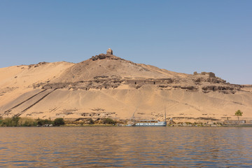 Tombs of the nobles mountain in Aswan Egypt