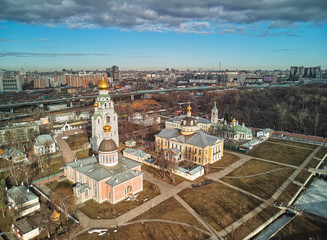 Orthodox cathedrals in architecture-historical ensemble Rogozhskaya sloboda in Moscow, Russia....