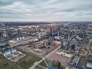 Close up of Moscow oil refinery in Kapotnya district with heat haze optical effect