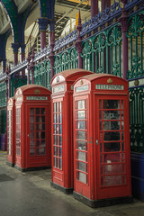 Fototapeta na wymiar Old british phone boxes.