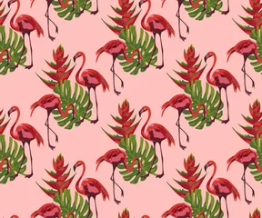 Plexiglas foto achterwand Vector flamingo pattern. Ethnic seamless pattern ornament. Vector pattern.  © Artmirei