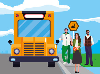 teachers classic and sports in stop bus