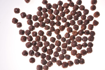 Crisp breakfast with milk. Healthy food. Close-up