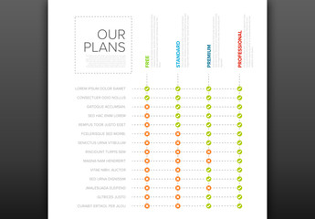 Product Features Table Layout