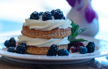 Mille-feuille dessert with berries