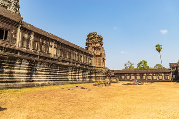 Fototapeta premium Buildings on territory of ancient temple complex Angkor Wat, Siem Reap, Cambodia