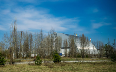 Production facilities of the Chernobyl nuclear power plant, Ukraine. Fourth emergency power unit and exclusion zone