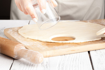 cutting cookies dough circle shape homemade