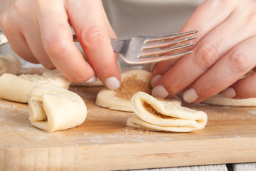 Making festive gingerbread dough on a baking sheet