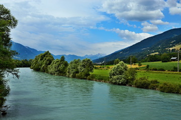 Obraz premium Austrian Alps-view on the river Drava