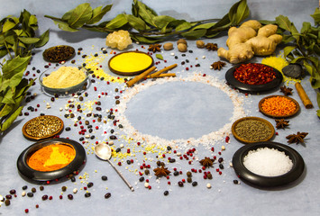 pepper, cumin, coriander, salt, cinnamon, ginger and place for your inscription