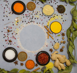 pepper, cumin, coriander, salt, cinnamon, ginger and place for your inscription