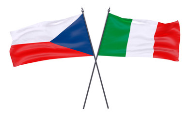 Fototapeta na wymiar Czech Republic and Italy, two crossed flags isolated on white background. 3d image